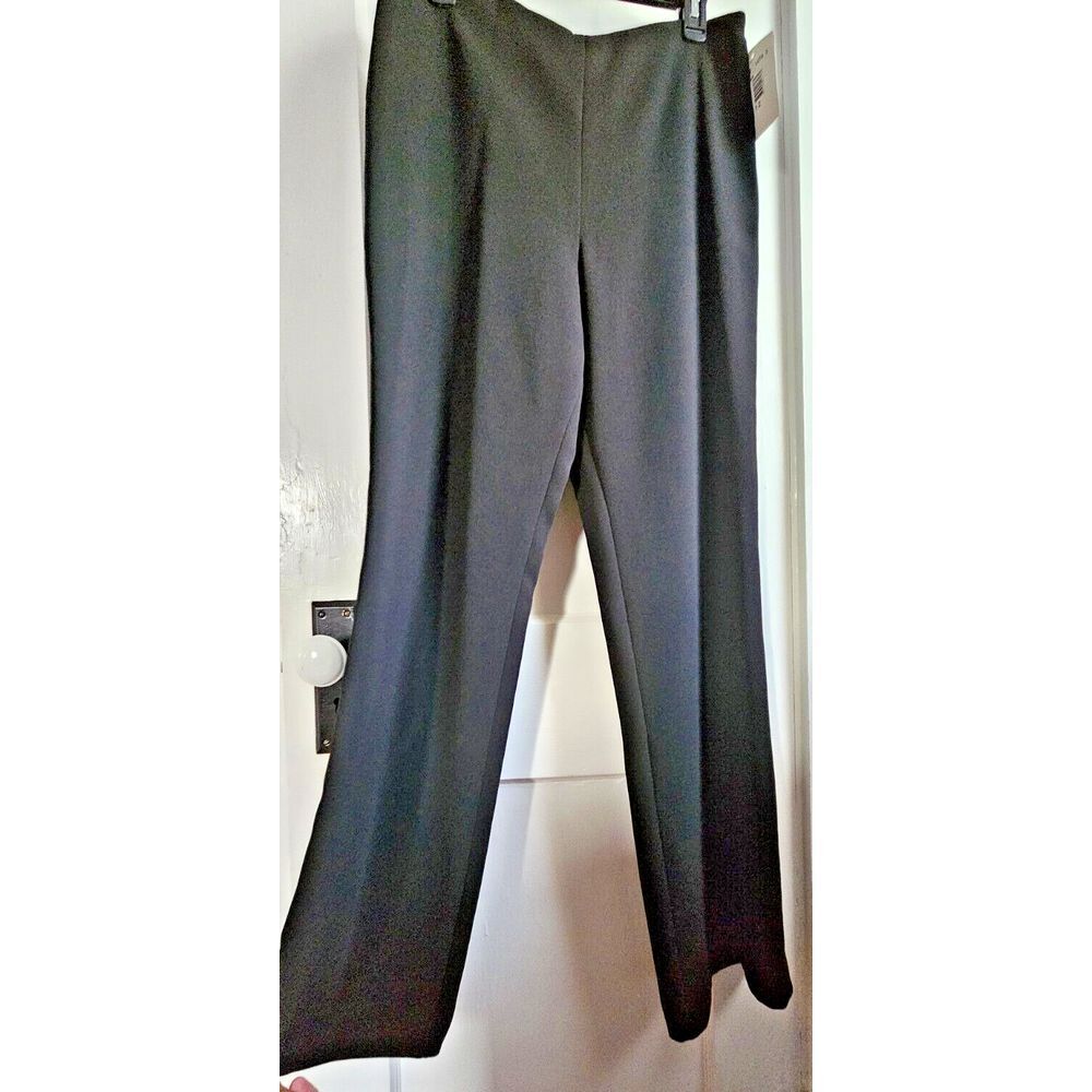 NWT TRIO USA made Women Sz 12 black dress‎ pant side zip full lined straight leg